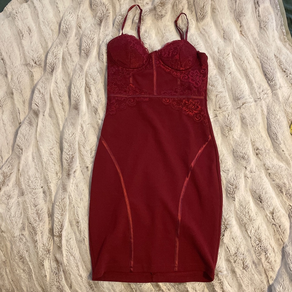 Burgundy lace dress